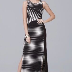 White House Black Market Geometric Black and White Maxi Dress
